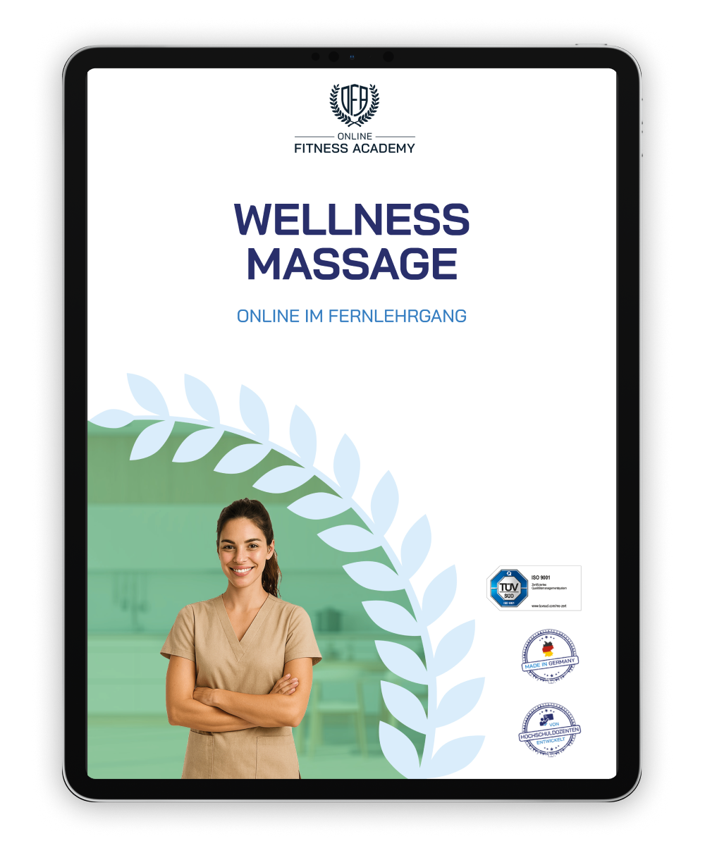 Informationsbroschüre Wellness Massage Online Ausbildung Mockup